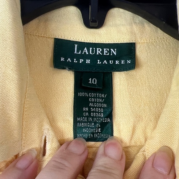women’s Yellow Button-Up Shirt with Embroidered Crest Ralph Lauren Size 10 - Picture 7 of 13